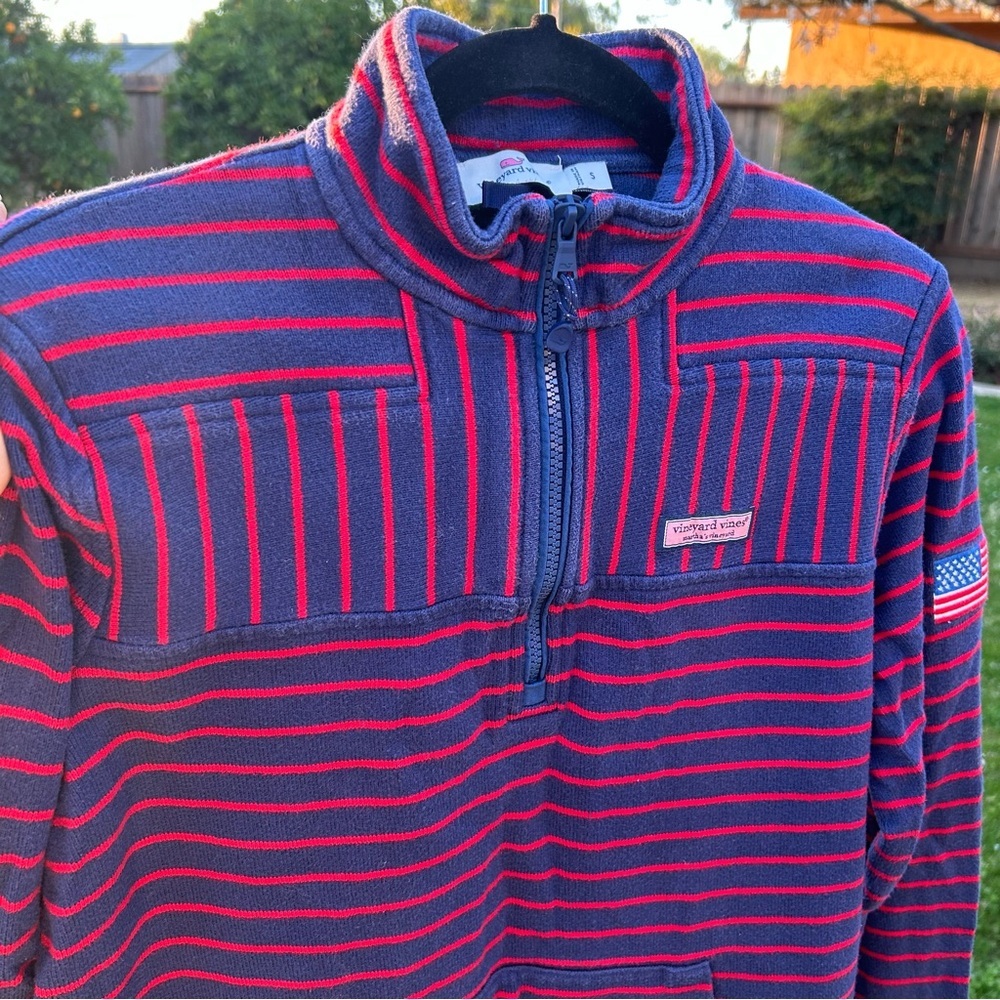 Vineyard Vines 1/4 Zip Pullover Striped American Flag Sweatshirt Size Small